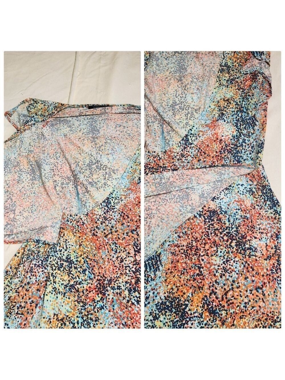 BCBG Max Azria Rainbow Dot Faux Wrap Knit Midi Dress Small - Picture 9 of 11